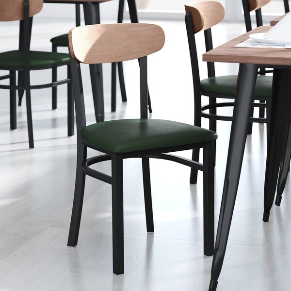 Flash Furniture Green Vinyl Seat Dining Chair with Natural Wood Back XU-DG6V5GNV-NAT-GG - main